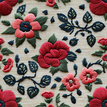 花卉幾何刺繡圖案
