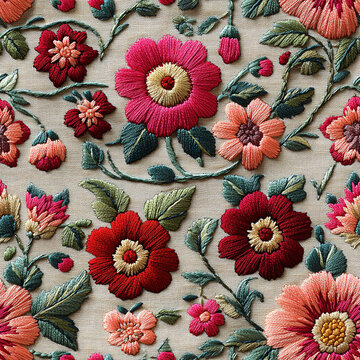 花卉幾何刺繡圖案