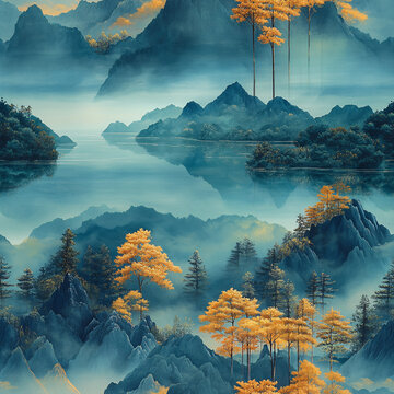 山水流云圖