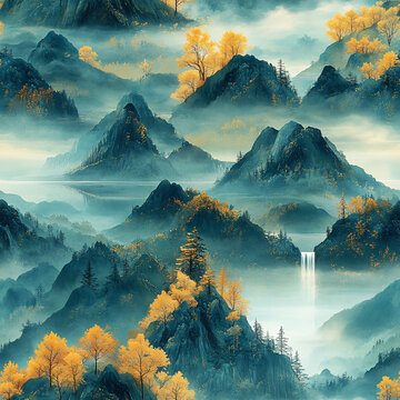 山水流云圖
