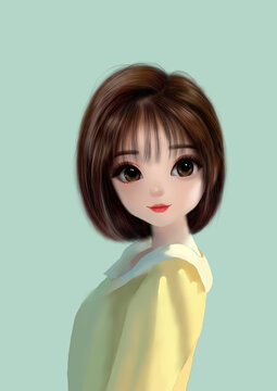 手繪美女學(xué)生