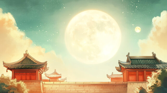中秋之夜的古建筑