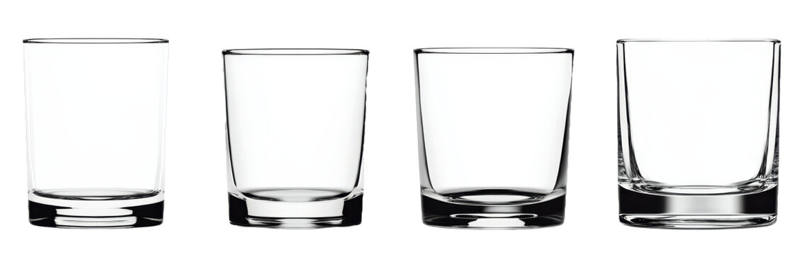 [免摳素材]白色背景下四只空方玻璃杯