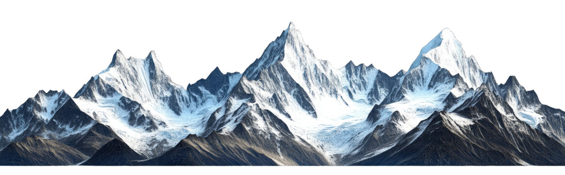 [免摳素材]壯麗雪峰山脈全景圖
