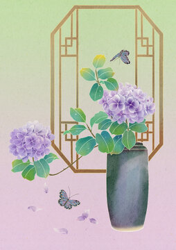 繡球花插畫(huà)