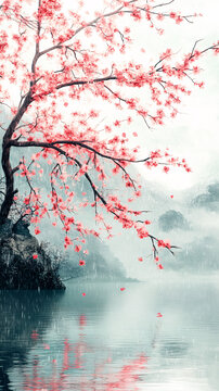 春雨墨色綠意