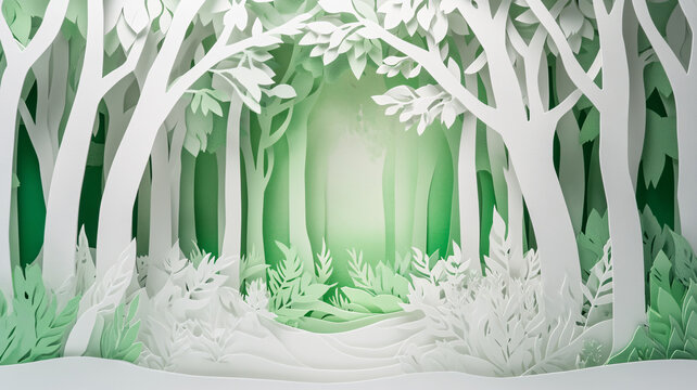 白紙雕塑森林背景