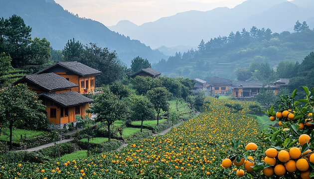 柑橘園秋景