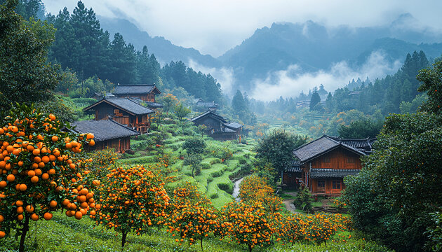 柑橘園秋景