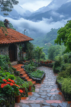 山間石屋小園景