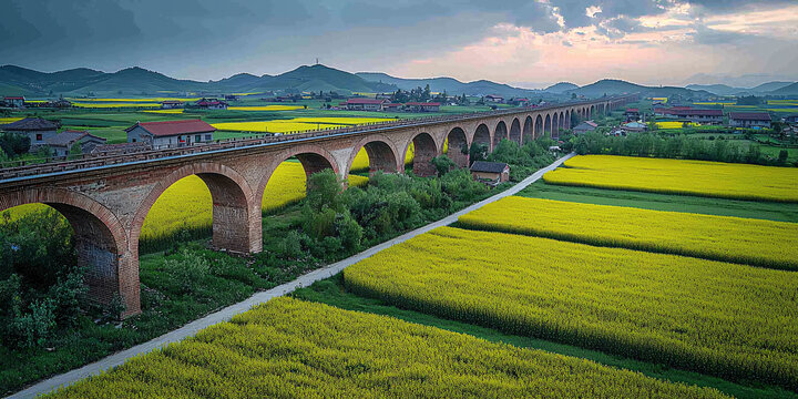 油菜花田高鐵橋