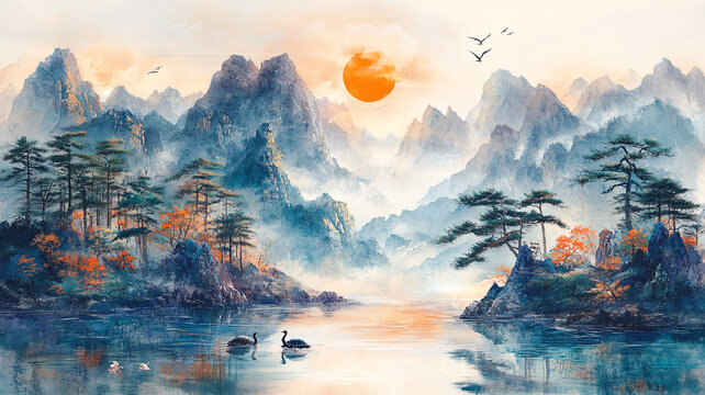 四季山水圖