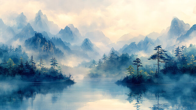 云霧山峰圖