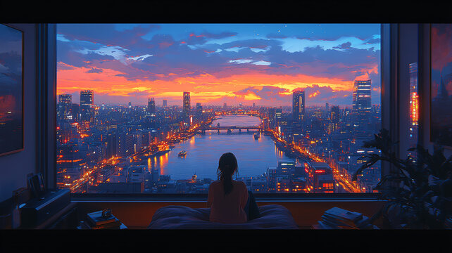 屋頂房間女子夜坐