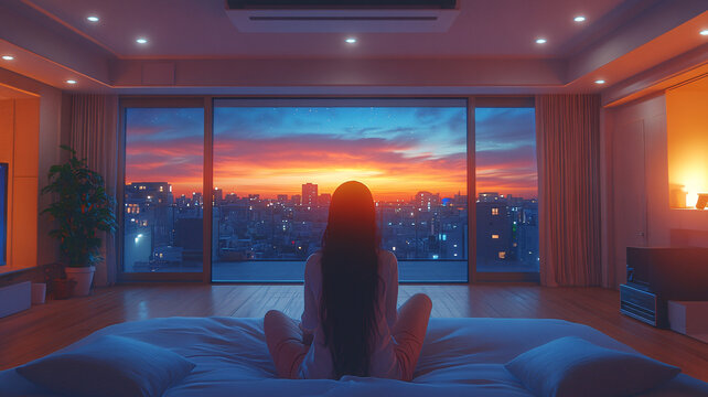 屋頂房間女子夜坐