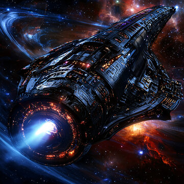 巨型星艦穿越星云