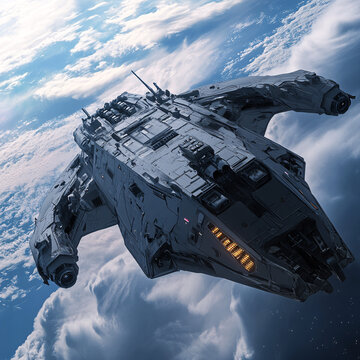 太空船與天空背景