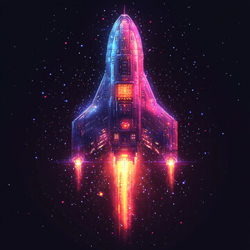 紫色簡約太空船
