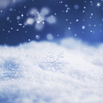 雪花落雪中