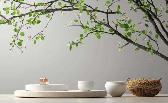 簡約現(xiàn)代花藝擺臺清新春景