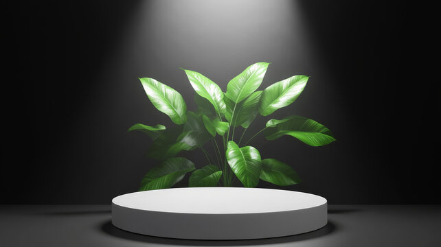 簡約綠色植物產(chǎn)品展示臺
