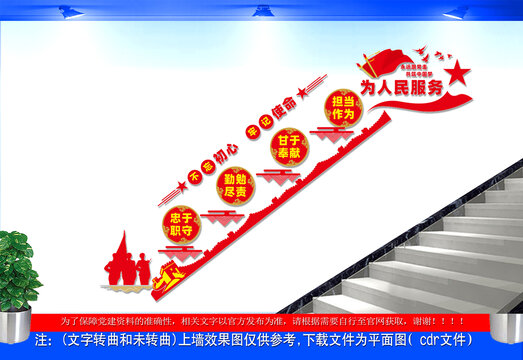 為人民服務黨建樓梯文化墻