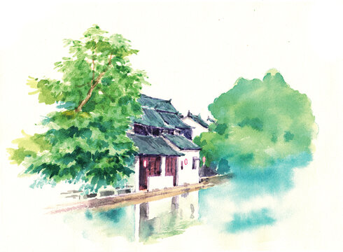 同里古鎮(zhèn)水邊房屋