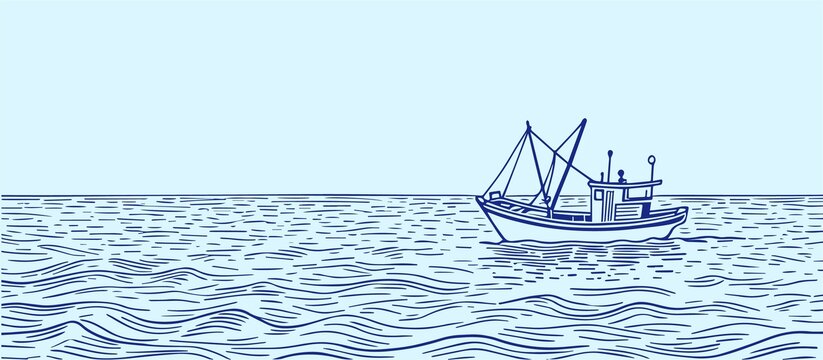 海洋里船
