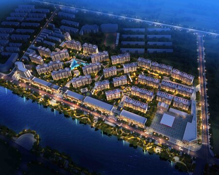 住宅小區(qū)夜景鳥(niǎo)瞰圖