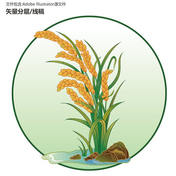 原創(chuàng)稻谷矢量插畫設計元素