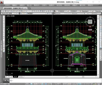 唐風(fēng)鐘鼓樓建筑專業(yè)CAD施工圖