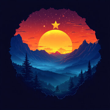 星空下的風(fēng)景圖