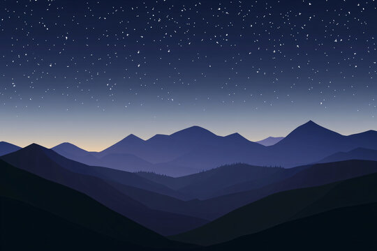 夜空山影