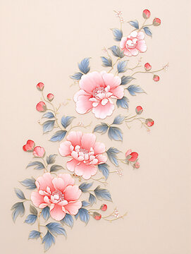粉色花瓣刺繡圖案