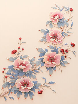 粉色花瓣刺繡圖案