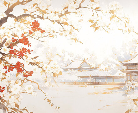 梅花白花壁紙