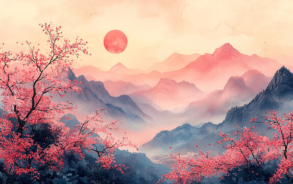 櫻花桃花李花杏花圖