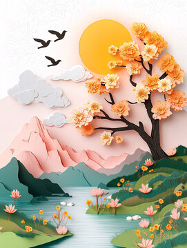 桃花樹(shù)下流水