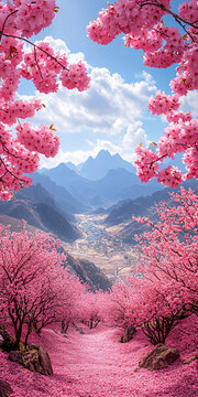 山巒櫻花云海