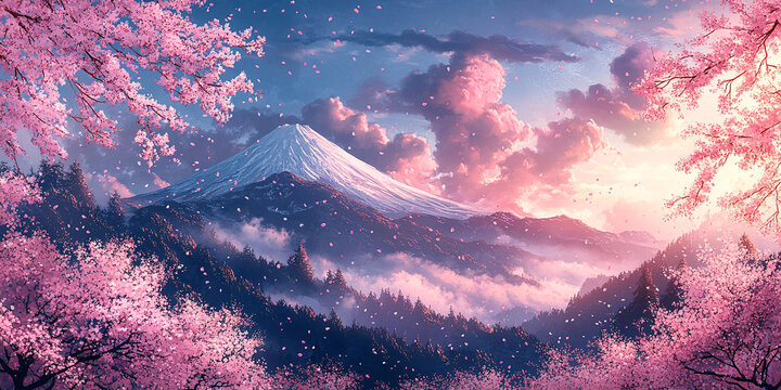 櫻花山景工作墊