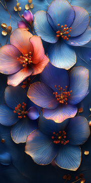 金銀邊藍(lán)紫粉花