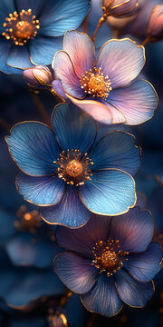 金銀邊藍(lán)紫粉花