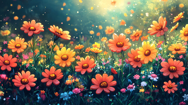 卡通風(fēng)格花朵背景