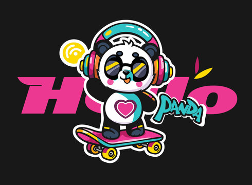 嘻哈大熊貓插畫