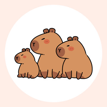三只卡皮巴拉插畫(huà)圖案
