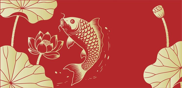 錦鯉鯉魚插畫