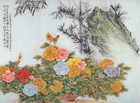花開富貴牡丹花背景裝飾畫