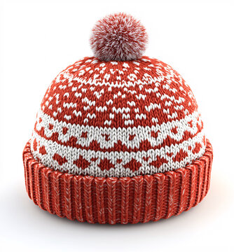 紅色針織帽白色雪花圖案