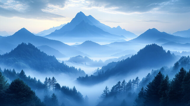 山巒霧靄