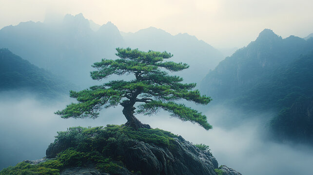 黃山松樹象頭形
